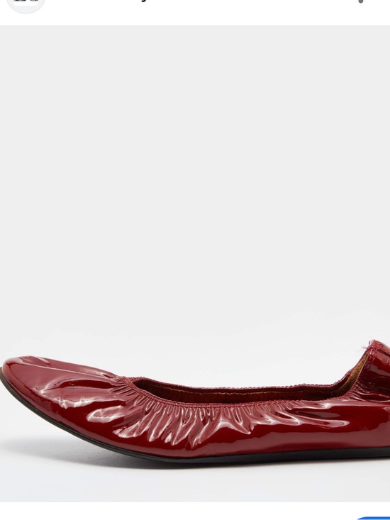 Lanvin Shoes - Lanvin Red Patent Leather Scrunch Ballet Flats